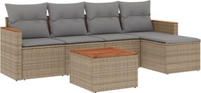 vidaXL 6 részes vegyes bézs polyrattan kerti ülőgarnitúra párnákkal