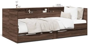 barna tölgy kanapéágy fiókkal matrac nélkül 90x190 cm
