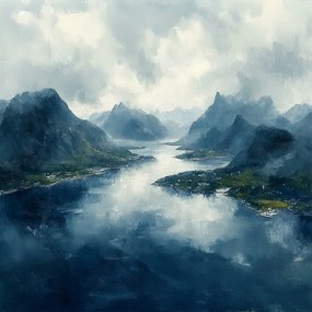 Vászonkép Canvas Tájkép Norvégia Hegyek Sziklák Fjord Öböl 40x40