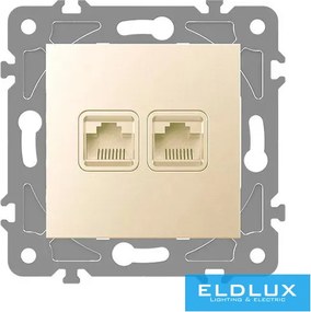 ELDGROUND 2×RJ45 Cat.6 UTP aljzat Arany