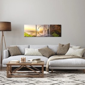 Kép - Seljalandsfoss a barlang mögül (órával) (90x30 cm)