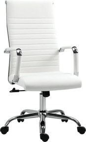 Vinsetto Ergonomikus Irodai Szék Dönthető Funkcióval Állítható Magasságú Forgószék Párnázott Műbőr Hab Fehér 54 x 62 x 104-114 cm | Aosom