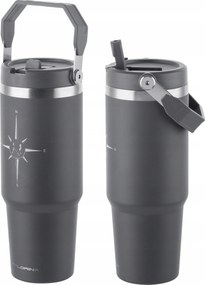 Termo Bögre Szívószállal Nagy termosz Kulacs Rozsdamentes 890ml Szürke Iránytű