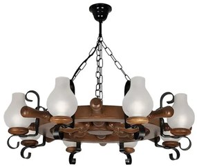 Brilagi - Csillár láncon TIMONA 8xE14/40W/230V bükkfa/dió