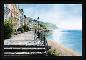 Poszter Keret Fa Tájkép Franciaország Város Sétány Tenger Nap 60x40