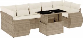vidaXL 8 részes bézs polyrattan kerti ülőgarnitúra párnával