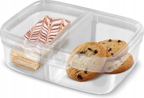 Ételtároló doboz kétrekeszes uzsonnás doboz rekesszel 3,3L nagy uzsonnás doboz