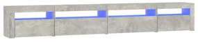betonszürke TV-szekrény LED lámpákkal 270x35x40 cm
