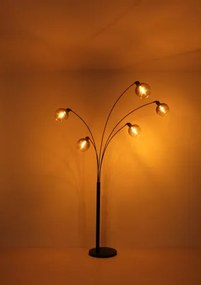 Globo 58228NBS Állólámpa fém matt fekete, fekete márvány, füstszínű üveg, fekete PVC kábel, forgókapcsoló, HxSzxM: 980x1100x2080mm, kábelhossz 1800mm, nem tartozék: 5x E27 40W 230V