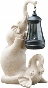 Élő kerti figura napelemes lámpával Kültéri szobor Elefánt Bézs