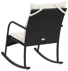 fekete polyrattan kerti hintaszék párnákkal