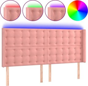 vidaXL rózsaszín bársony LED-es fejtámla 203x16x118/128 cm