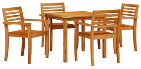 vidaXL Kert étkező szett 5 pcs Barna Tömör Akácfa