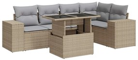 vidaXL 6 részes bézs polyrattan kerti ülőgarnitúra párnával