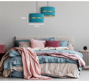 Duolla - Csillár zsinóron DUO 1xE27/15W/230V átm. 40 cm türkiz/arany