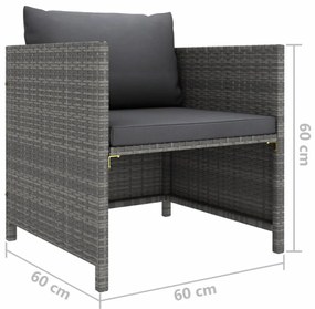 szürke polyrattan kerti kanapé párnákkal