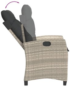 3részes világosszürke polyrattan kerti étkezőgarnitúra párnával