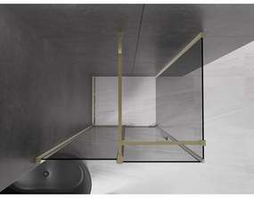 Mexen Velar, zuhanykabin tolóajtóval 110 x 100 cm, 8mm szürke üveg, arany fényes, 871-110-100-41-50