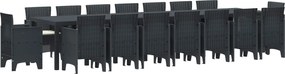 vidaXL Kerti étkező szett párnákkal párnával 17 pcs Antracit PP