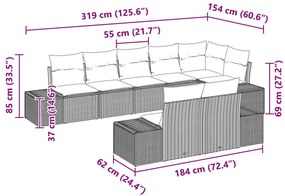 8 Darabos Kerti Kanapé Szett Párnákkal Bézs Polírattan