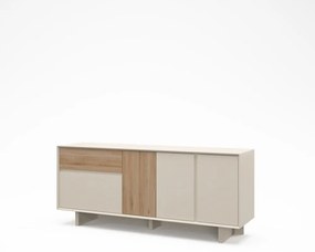 Bézs-natúr színű komód tölgyfa dekorral 180x76x45 cm Carpi – Marckeric