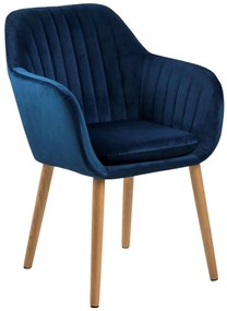 Emilia design karfás szék, sötétkék bársony