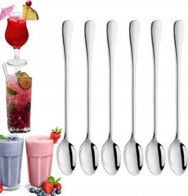 Teáskanál Kávéskanál Latte Fagylalt Desszert Hosszú Szett 6db