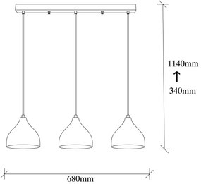 Csillár zsinóron TATTOO 3xE27/40W/230V
