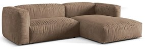 Világosbarna bársony moduláris sarokkanapé (jobb oldali-heverő résszel) Martina – Micadoni