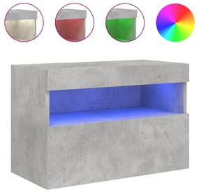 betonszürke falra szerelhető TV-szekrény LED-del 60x30x40 cm