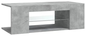betonszürke TV-szekrény LED lámpákkal 90 x 39 x 30 cm