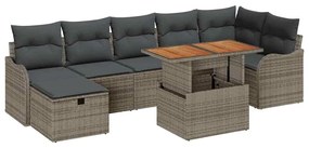 vidaXL Kerti Kanapé Szett párnával tárolóval 8 pcs Szürke polirattan