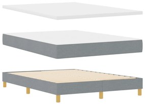 Boxspring ágy matraccal, világosszürke, 140x190 cm, szövet.