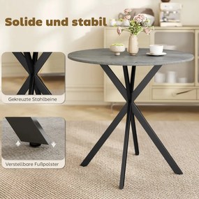 Kerek konyhaasztal, 80 cm, kompakt asztallap, forgácslap, fém, szürke