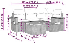 5 részes vegyes bézs polyrattan kerti ülőgarnitúra párnákkal