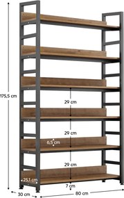 Polcállvány, sötét tölgy/fekete, JANEL TYP 2