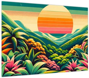 Üveg kép - Színes naplemente (70x50 cm)