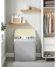 Szennyestartó kosár 3 rekesszel, 150L, Szürke