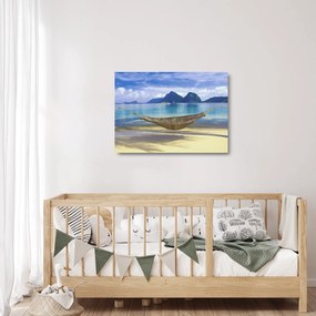 Kép - Egy függőágy képe a tengerparton 2 (üvegen) (70x50 cm)