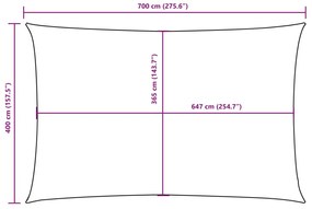 kék téglalap alakú oxford-szövet napvitorla 4 x 7 m