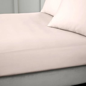 Rózsaszín gumis pamut-szatén lepedő 150x200 cm Cotton Sateen – Bianca