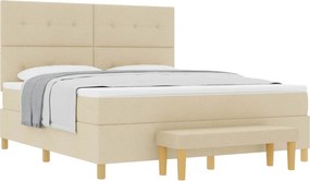 vidaXL Boxrugós ágy matracmal fejtámlával Krém 180 x 200 cm szövet