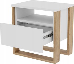 Éjjeli asztal szekrény Vera fehér tölgy artisan U fiók
