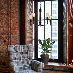 Csillár láncon TIFFANY 5xE27/60W/230V fekete