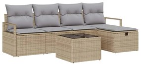 vidaXL Kanapé Szett párnával Beige és Világosszürke polirattan