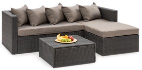Blumfeldt Theia Lounge Set, kerti ülőgarnitúra, sarok kanapé, asztal, 5 párna, fekete