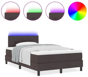 Box Spring Ágy Matraccal &amp; LED Sötétbarna 120x190 cm Szövet