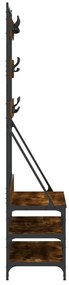 füstös tölgy színű ruhafogas cipőpolccal 100x40x184 cm