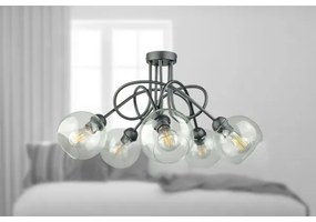 Felületre szerelhető csillár  EVIE 5xE27/60W/230V antracit/átlátszó