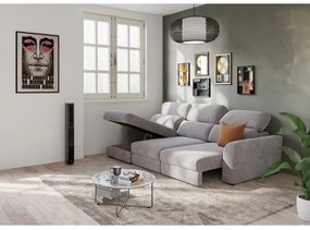 Univerzális sarokkanapé, kihúzható, háromszemélyes, tárolórekesszel TRENTO taupe